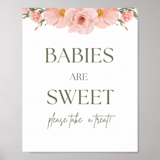Peach Blommigt Baby Shower Spädbarn är Sweet Poste Poster (Framsidan)