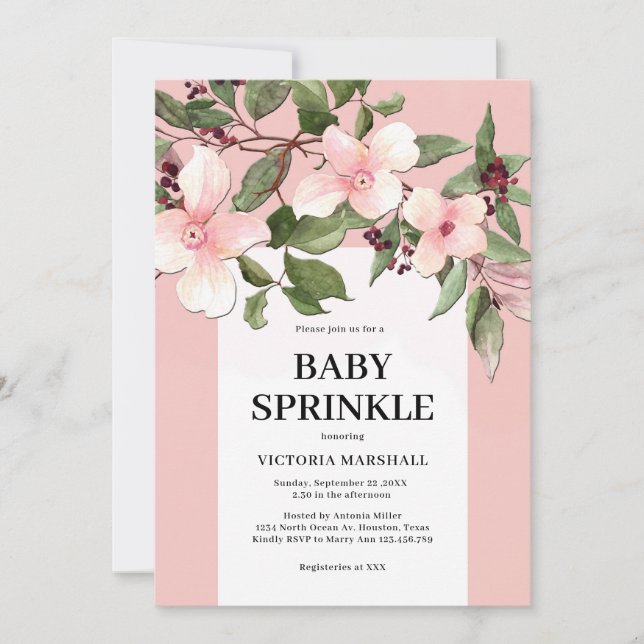 Peach Blommigt Baby Sprinkle-inbjudan Inbjudningar (Framsida)