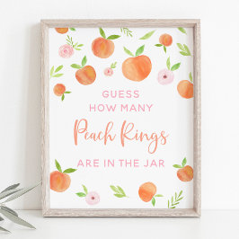 Peach Blommigt Birday gissar hur många spel Poster