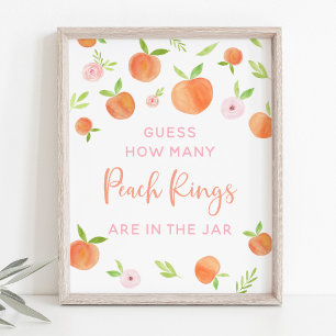 Peach Blommigt Birday gissar hur många spel Poster