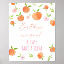 Peach Blommigt Birthday Treat Sign