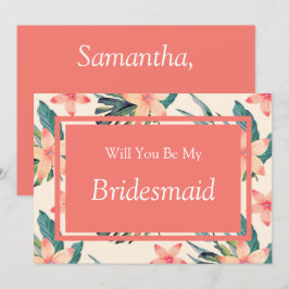 Peach Blommigt blir du min Bridesmaid Frieri Inbjudningar