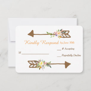 Peach Blommigt Bouquet Bröllop OSA Kort