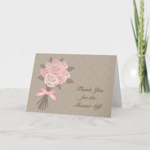 Peach Blommigt Bouquet Möhippa Tack Kort