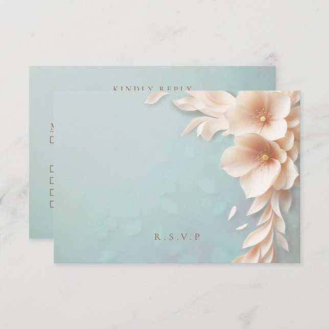 Peach blommigt bröllop måltider, OSA (Fram/baksida)