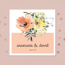 Peach Blommigt Bröllop Napkins