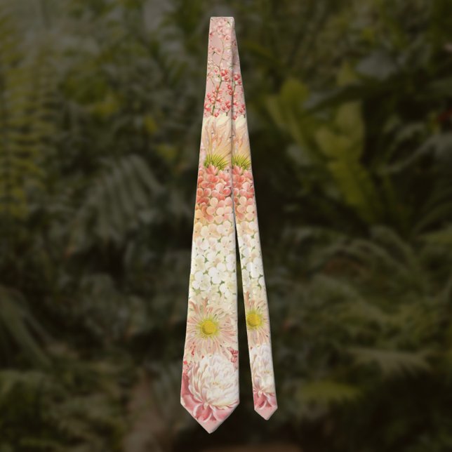 Peach Blommigt Bröllop Neck Tie Slips (Skapare uppladdad)
