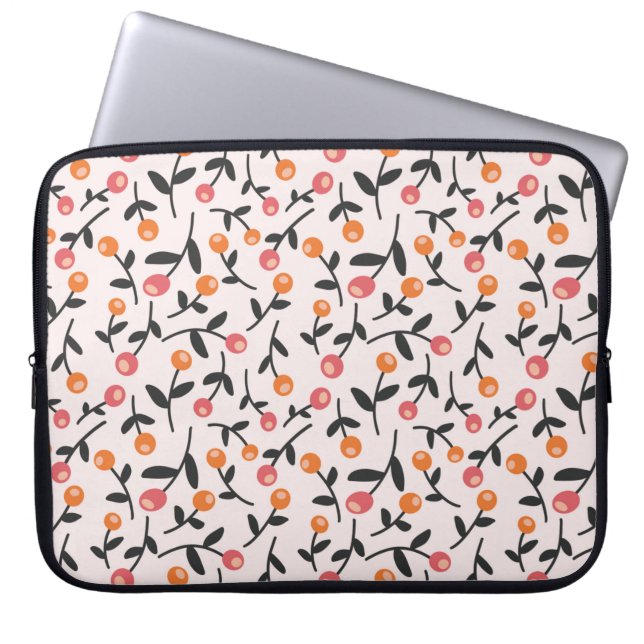 Peach Blommigt Bud Laptop sleeve (Framsidan)