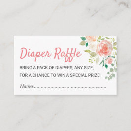 Peach Blommigt Chic Baby Shower Diaper Raffle Bilj Tilläggskort