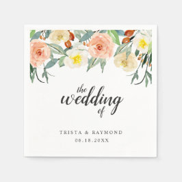 Peach Blommigt Elegant bröllop Pappersservett