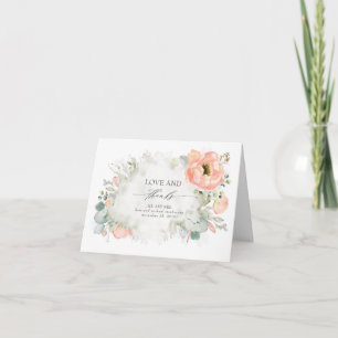 Peach Blommigt Elegant bröllop Tack Kort