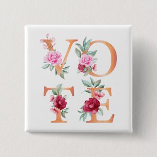 Peach Blommigt Elegant Feminine Go Vote Knapp