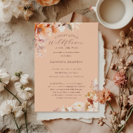 Peach Blommigt Fall Little Wildblomma Baby Shower Inbjudningar