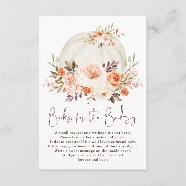  Peach Blommigt Fall Pumpkin Bokar för Baby Tilläggskort (Framsida)