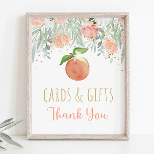 Peach Blommigt Greenery Födelsedagskort & Gifts-te Poster