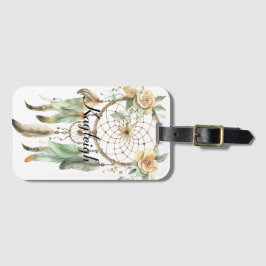 Peach Blommigt Grönt Dream Catcher Bagagebricka