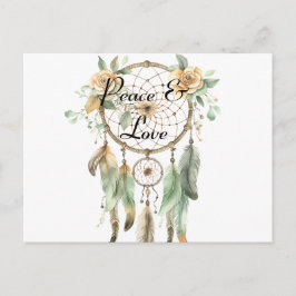 Peach Blommigt Grönt Dream Catcher Vykort
