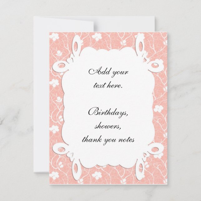 Peach Blommigt-inbjudan Inbjudningar (Framsida)