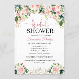 Peach Blommigt Inbjudningskort för möhippan