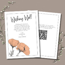 Peach Blommigt Poppies Elegant bröllop Wishing-bru Tilläggskort