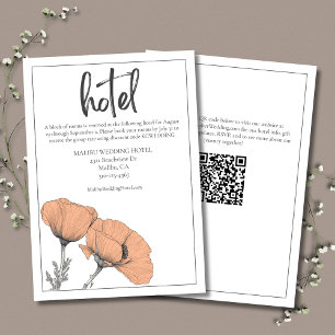 Peach Blommigt Poppies Modern Elegant bröllop Hote Tilläggskort