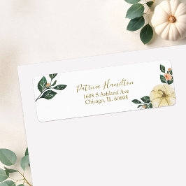 Peach Blommigt Pumpkin Fall Möhippa-etikett Returadress Etikett