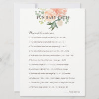 Peach  Blommigt Roligt Baby Facts Baby Shower-spel