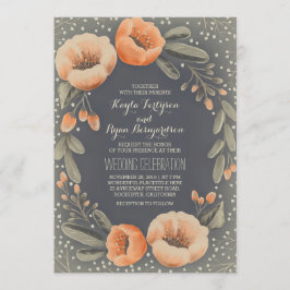 Peach Blommigt Utandning Barnens utandning Vintage Inbjudningar