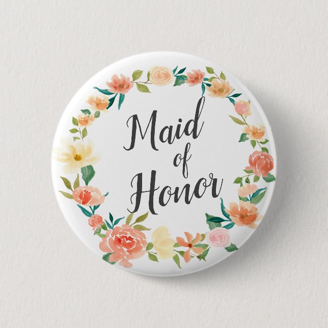 Peach Blommigt Utandning | MAID OF HONOR Knapp (Framsida)