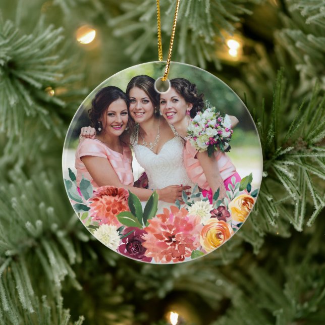 Peach Blommigt Världsmästare Bridesmaid Ornament (Träd)