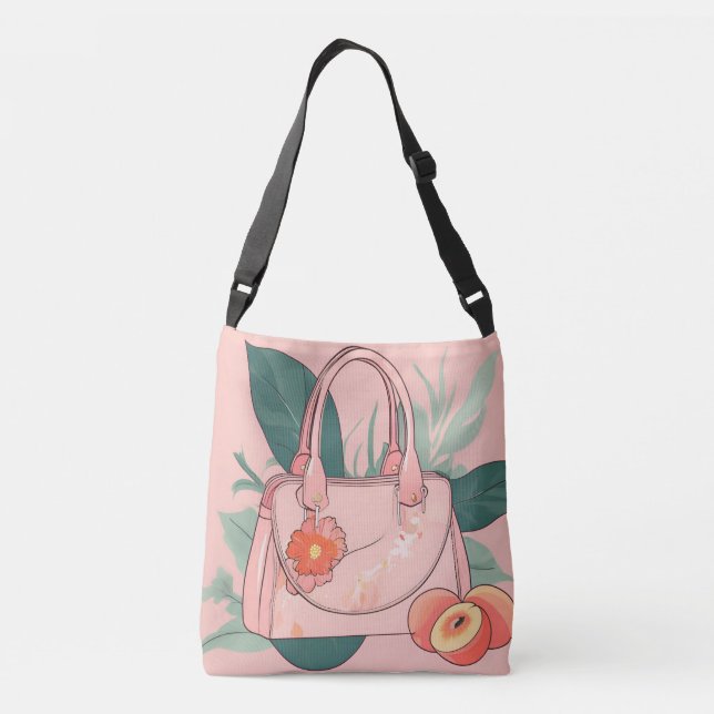 Peach Blommigt Vibes Purse AI art. Axelväska (Baksida)