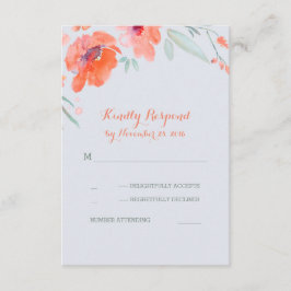 Peach Blommigt Watercolor-Bröllop OSA Kort