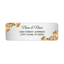 Peach-Blommigten Silver Glitter Bröllop Returadres