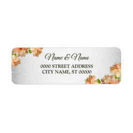 Peach-Blommigten Silver Glitter Bröllop Returadres Returadress Etikett