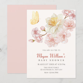 Peach-blommor, blommar babydusch inbjudningar