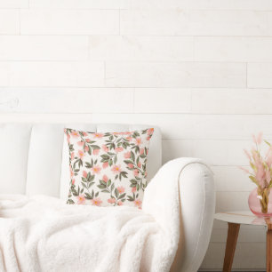 Peach Blomsterträdgård Dekorativ kudde