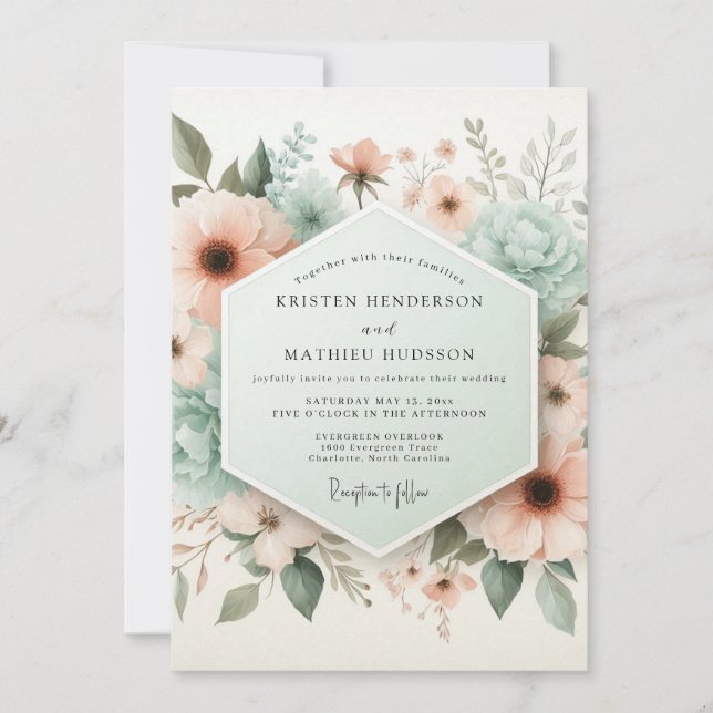 Peach Blossom Ethereal Wedding Inbjudningar (Framsida)