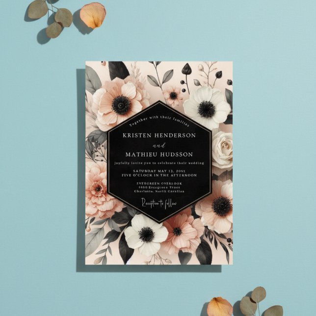 Peach Blossom Opulent Romance Wedding Inbjudningar (Skapare uppladdad)