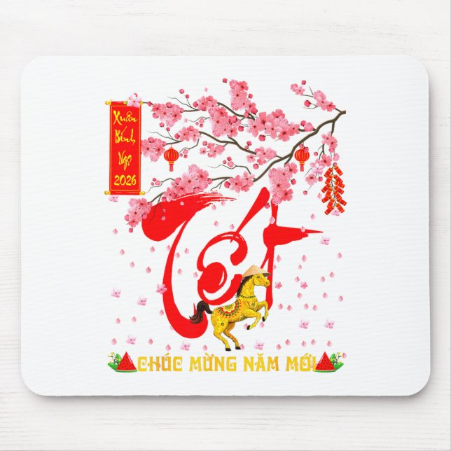 Peach Blossom Vietnamese Lunar New Year Horse 2026 Musmatta (Framsidan)