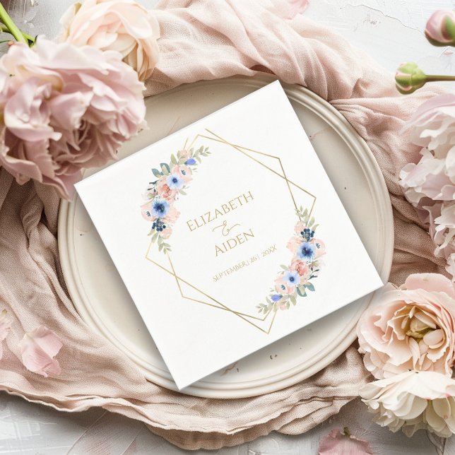 Peach Blue Bröllop Collection Napkins Pappersservett (Skapare uppladdad)