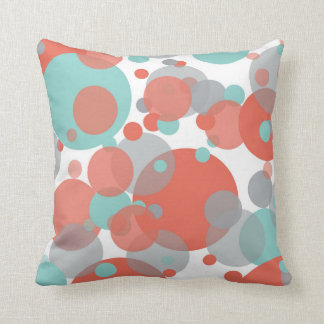 Peach Blue Grått Bubbles White Dekorativ kudde