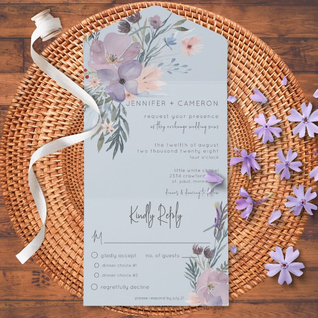 Peach Blue & Lavender Boho Blommigt Blue Dinner (Skapare uppladdad)
