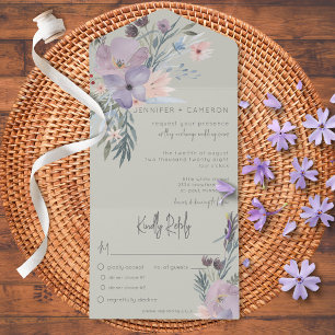 Peach Blue & Lavender Boho Blommigt Grönt Middag