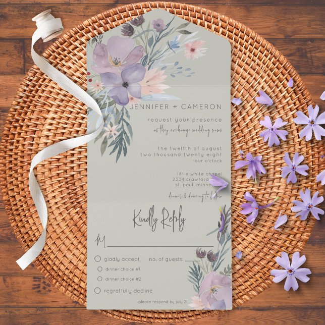 Peach Blue & Lavender Boho Blommigt Grönt Middag (Skapare uppladdad)