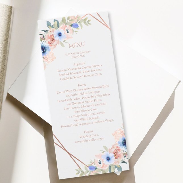 Peach Blue Light-Grått Bröllop samling Meny (Peach Blue Light-Gray Wedding Collection Menu)