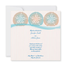 Peach Blue Sand Dollars Beach Wedding bjudande