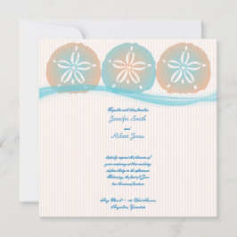 Peach Blue Sand Dollars Beach Wedding bjudande Inbjudningar