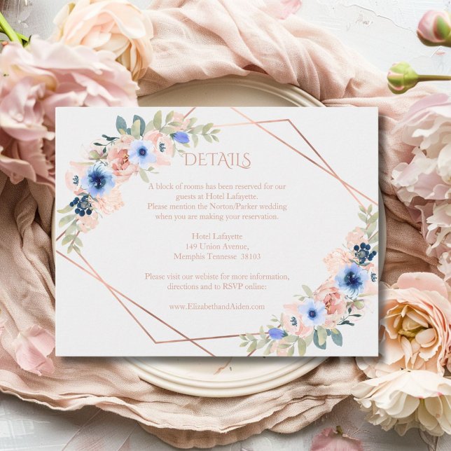 Peach Blue Wedding Collection Tilläggskort (Peach Blue Light-Gray Wedding Collection Enclosure Card)