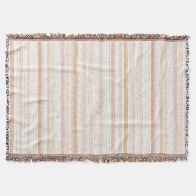 Peach Blush Cream Stripes Filt (Framsidan)