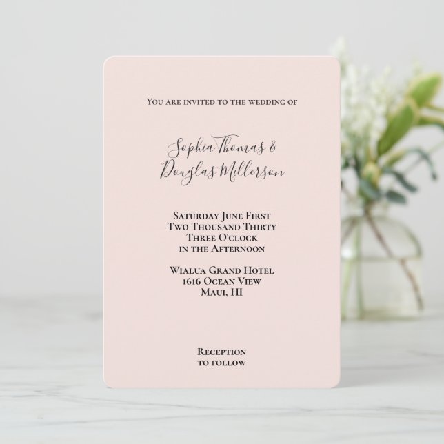 Peach Blush Wedding Inbjudningar (Stående Fram)